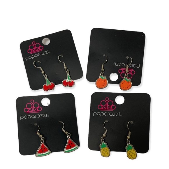 4 NWT Paparazzi Dangly Fruit Earrings | Pineapple Orange Cherry Watermelon |